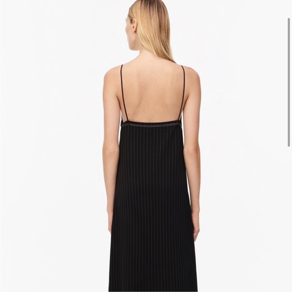 NWT ZARA LIMITED EDITION long pinstripe satin dress with leg slits - Picture 6 of 15